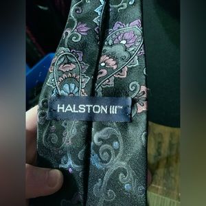 Halston III black silver blue purple pink necktie tie satin silk blend